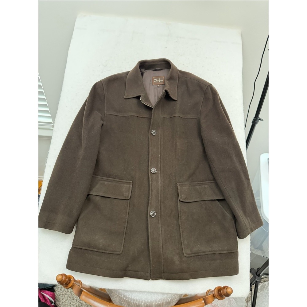 Cole Haan Wool Blend Car Chore Coat Men's XL Brown Full Zip AMAZING CONDITION
